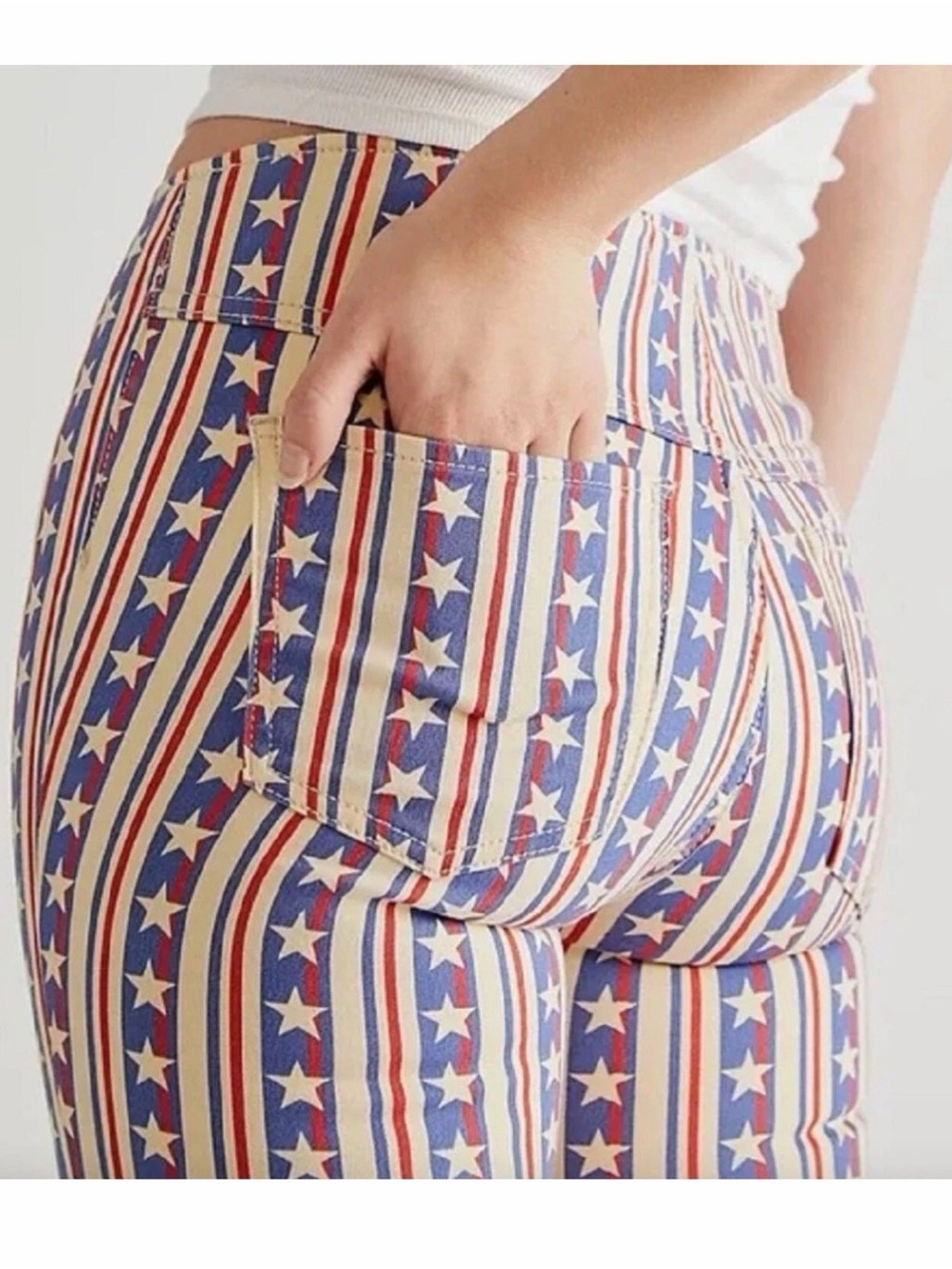 Free people We the Free Penny star and stripes pull on flare jeans, 24 - Picture 4 of 9